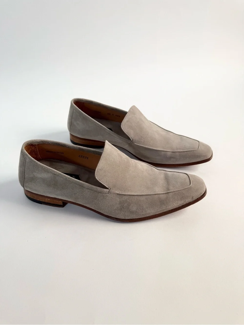 Mezlan Light Gray Suede Slip-On Loafers